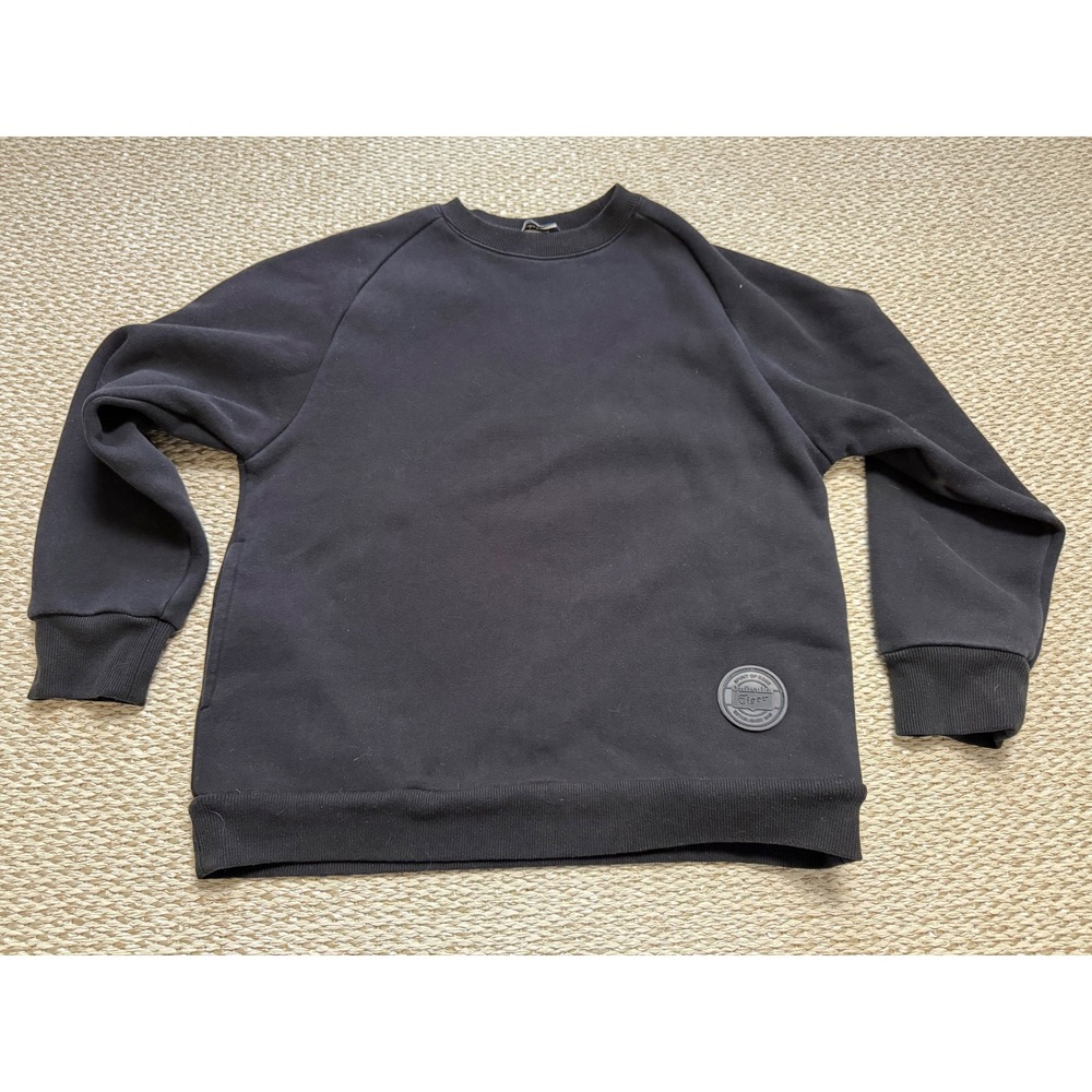 Onitsuka Tiger Mens Black Crewneck Sweatshirt Pink Fleece Lined Logo Patch‎ M